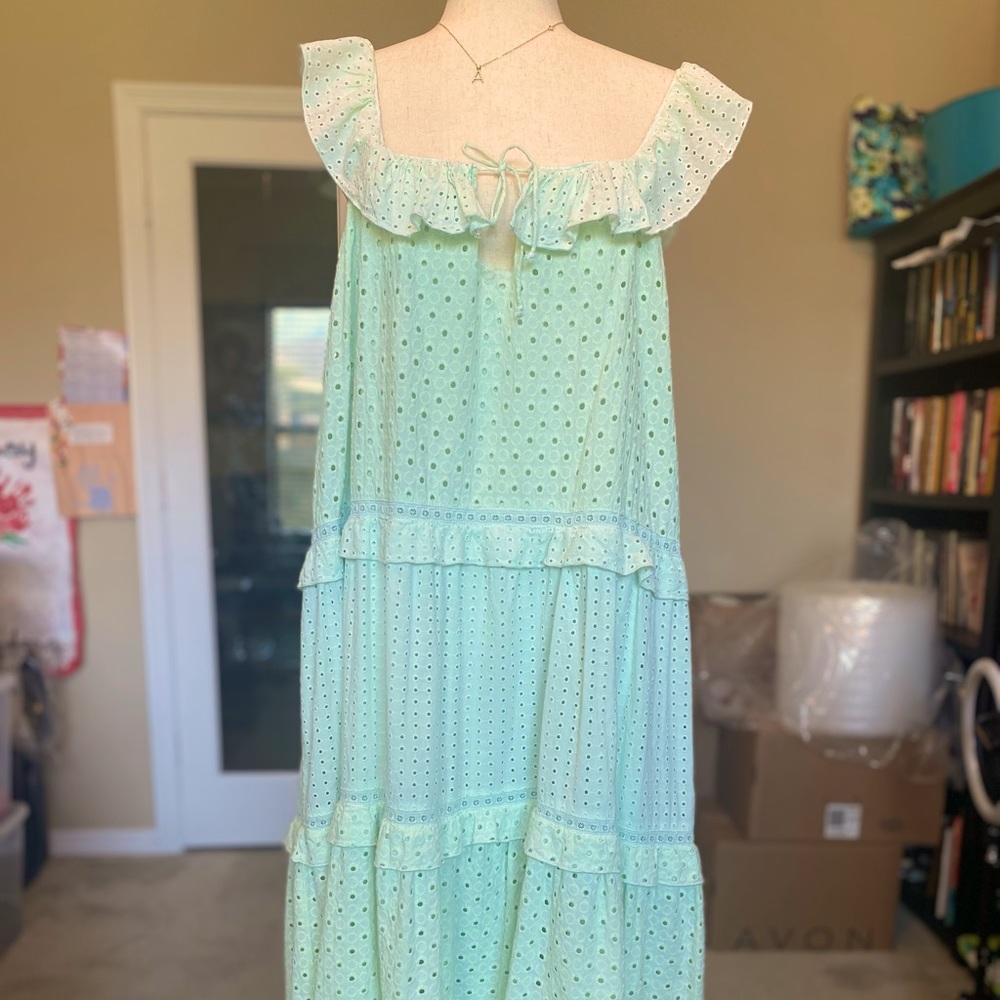 Zara Embroidered Lace Midi Dress NWT L - Picture 5 of 10